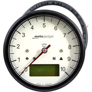 Electronic multifunction gauge Motogadget ChronoClassic Tacho 10K white ring black - Pictures 4