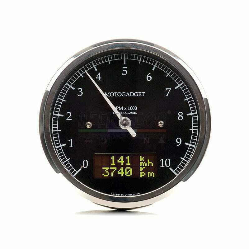 Electronic multifunction gauge Motogadget ChronoClassic Tacho 10K Dark ring polish