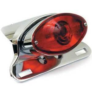 Halogen tail light Cat-Eye chrome license plate holder