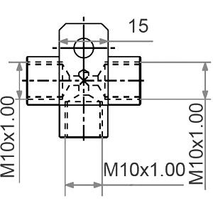 Banjo bolt connector 3 ways M10x1 alloy grey - Pictures 2