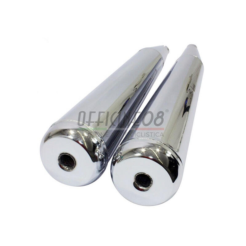 Exhaust mufflers Moto Guzzi V 65 Busso chrome pair