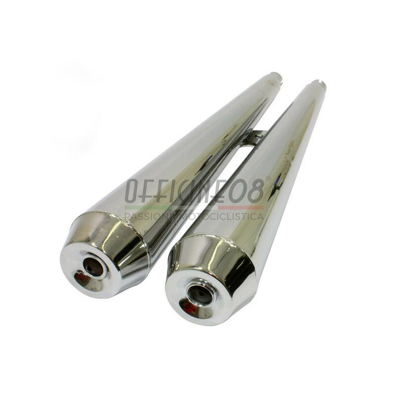 Exhaust mufflers Moto Guzzi V 35 II Busso crhrome pair