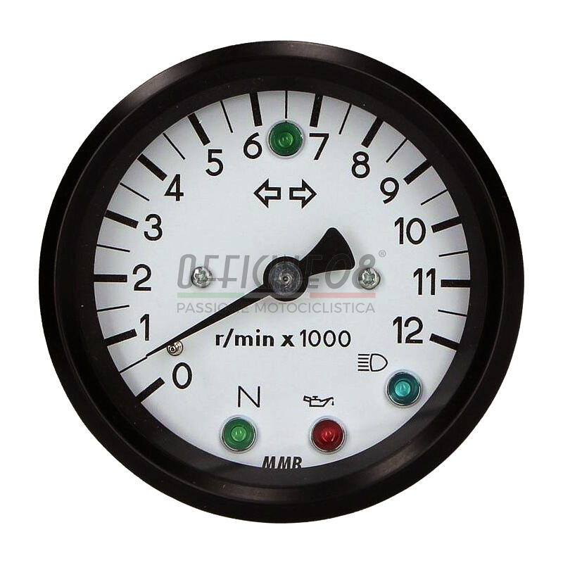 Electronic tachometer MMB Old Style 12K control lights body black dial white