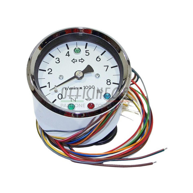Electronic tachometer MMB Old Style 8K control lights body chrome dial white