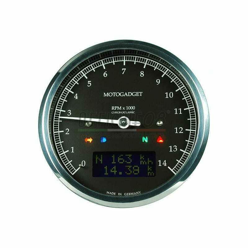 Electronic multifunction gauge Motogadget ChronoClassic Tacho 14K Dark ring polish