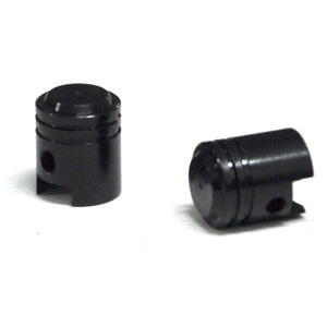 Tire valve stem caps piston shape black pair