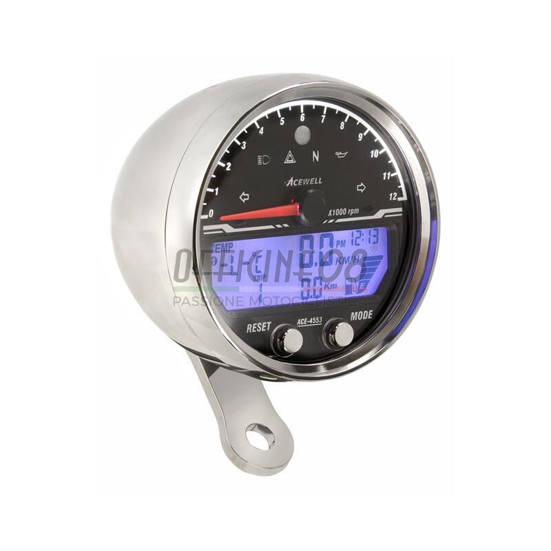 Electronic multifunction gauge AceWell Sport 4553 12K chrome