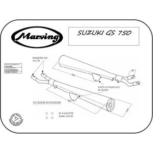 Finale di scarico per Suzuki GS 750 Marving Marvi cromo coppia - Foto 2