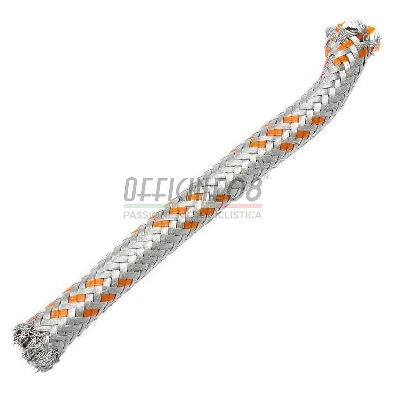 Fuel hose 8x13mm braided steel grey/orange