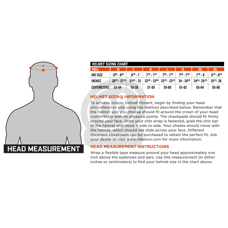 Icon Helmet Size Chart