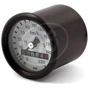 Mechanical speedometer Harley-Davidson wheel mounting MMB Classic mini body black dial white - Bilder 2