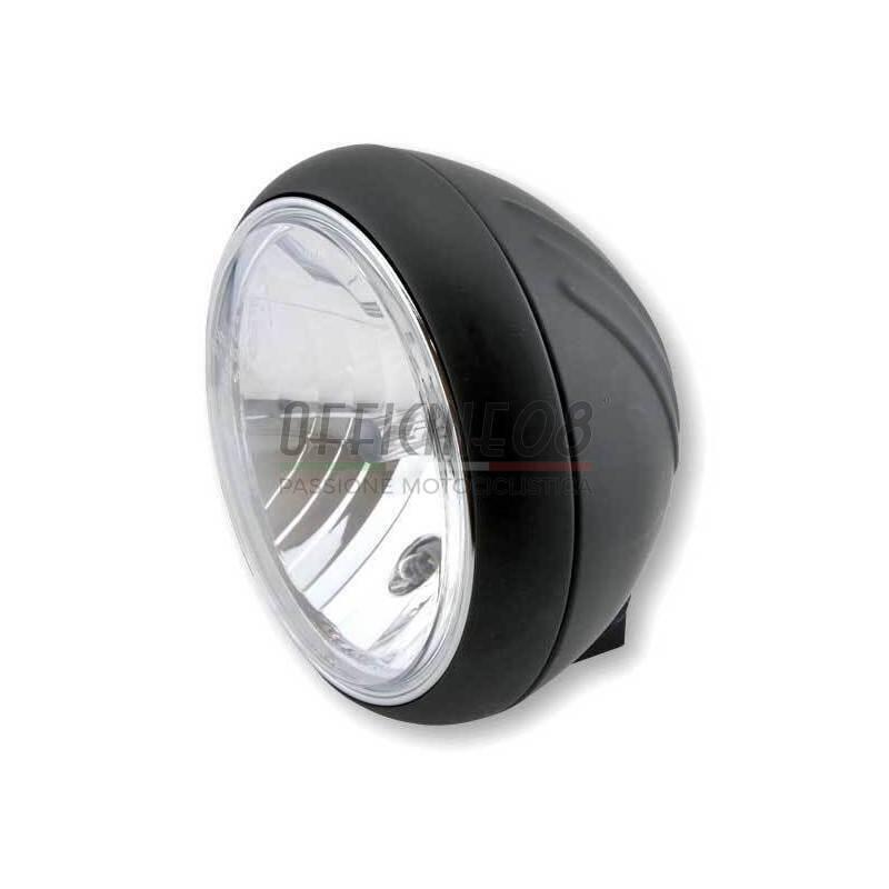 Halogen headlight 7'' Yuma black matt lens clear