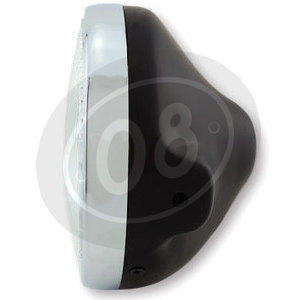 Halogen headlight 7'' Lucas pattern lens black matt rim chrome - Pictures 2