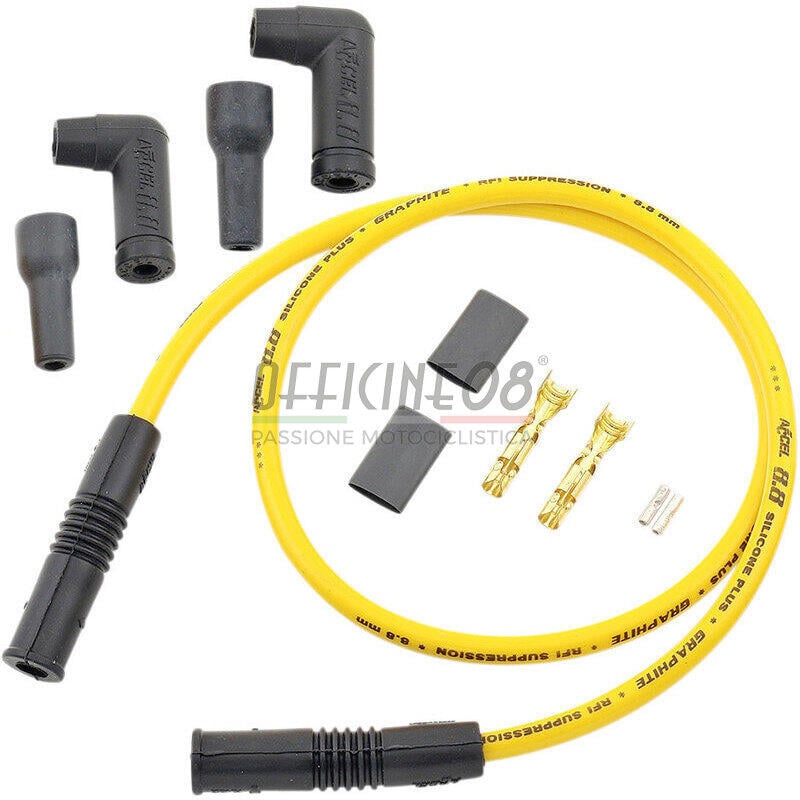 Ignition cable 8mm kit Accel yellow suppression 180° 2 cylinders