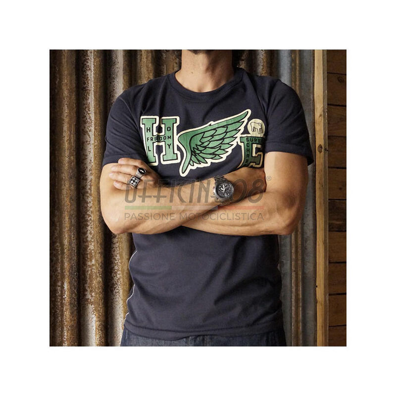 T-Shirt Holy Freedom Ala blu navy/verde