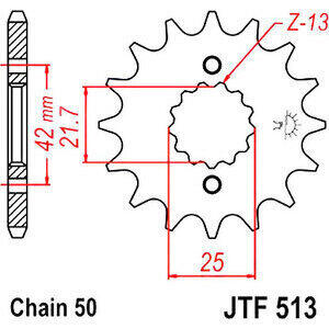Pignone trasmissione JT Sprockets JTF513 - Foto 2