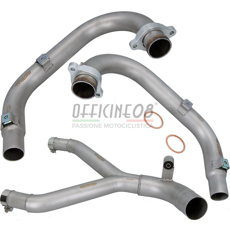 Collettore di scarico per Moto Guzzi V 85 TT E5 completo inox Mistral