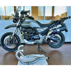 Collettore di scarico per Moto Guzzi V 85 TT E5 completo inox catalizzatore Mistral - Foto 6